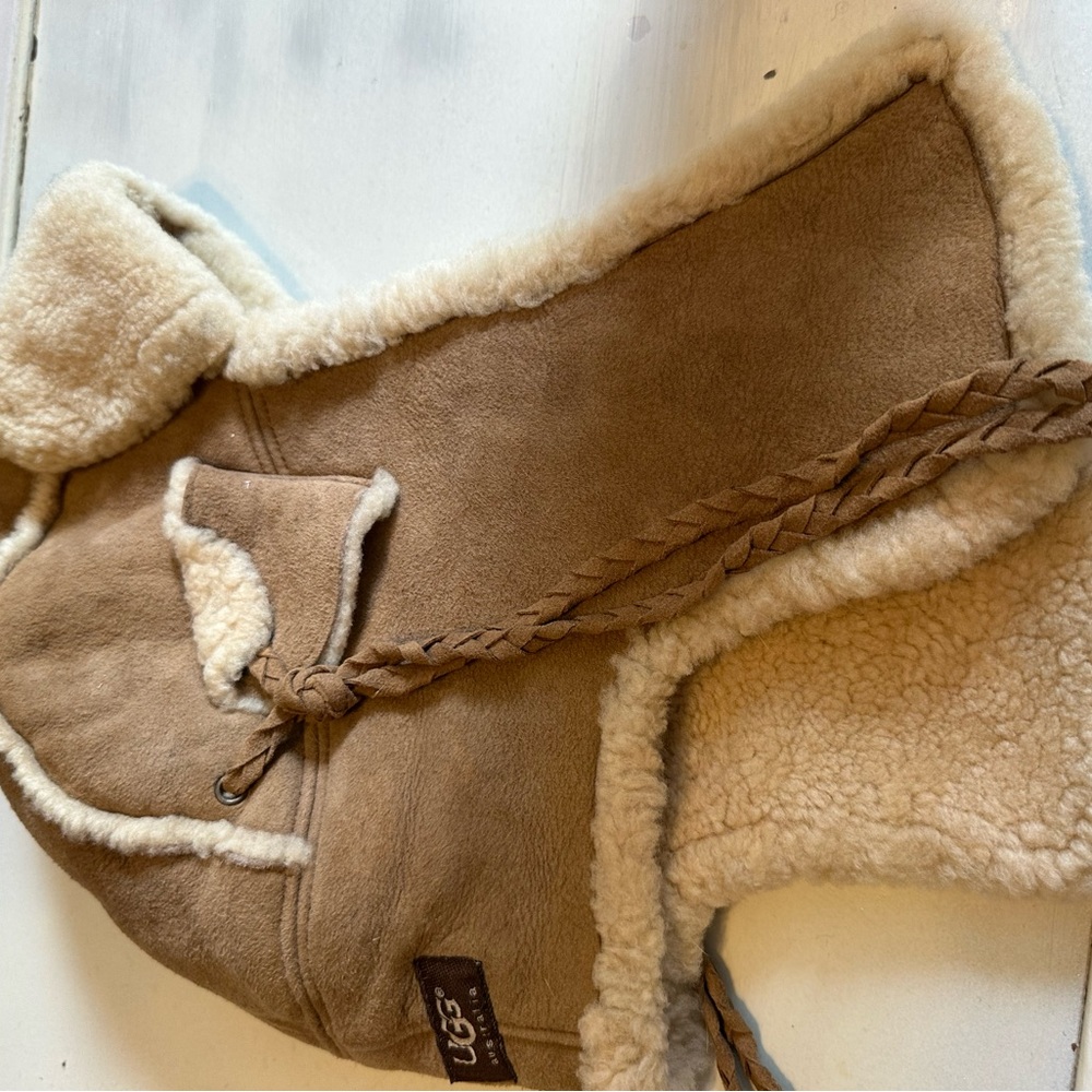 UGG Tan and Cream Shearling Aviator Hat
